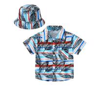 Bambini Ragazzi Ragazze Fiore Turistico Costume Button Down Camicie Hawaiane Manica Corta Cartoon Carino Aloha Tropical Dress Top Risvolto Spiaggia Grafica Cool Vacanza Casual Estate Colorato, Azzurro