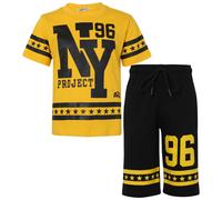 Bambini Ragazzi T-Shirt Set Pantaloncini 100% Cotone Ny New York Top Corte 5-13