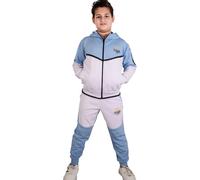 Bambini Ragazzi Tuta Kings Ricamato Blu Cielo & Bianco Cappuccio Fondo