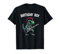 Bambini Rock Birthday Boy, Punk Dinosaur, Rock'N Roll Dino Bday Maglietta