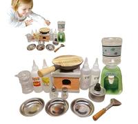 Bambini Set di cucina reale | Fai finta che gioca a cucina Toys - Completa di bottiglie di condimento e pentola, strumenti di cottura del cibo reale per trasmissione in diretta