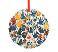 Bambini Stampa Mano di Vetro Rotondo Albero di Natale Appeso Ornamenti di Natale Per Le Feste di Natale Regali Decorazione