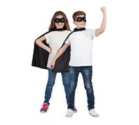 Bambini Super Eroe Nero Mantella & Maschera Costume Halloween Libro Settimana