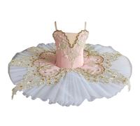 Bambini Swan Lake Ballet Dress, Rosa Pancake Ballerina Pattinaggio di Figura Abito da Competizione Professionale Balletto tutù Gonna,Rosa,160