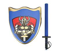 Bambini Taekwondo Boxe Allenamento Cavaliere Scudo Spada Fare Sembra Giocare Accessori Costume Materiale PU Leggero Senza Pericoli per Bambini Gioco Di Ruolo Festa (Set blu)