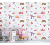 Bambini Tappezzeria Im Principesse Stile Con Cuori E Animali - Colorato, Rosa,