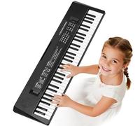 Bambini Tastiera Pianoforte Giocattolo Pianola con Microfono - 61 Tasti Portatile Tastiera Musicale Elettrica Piano, Regalo 3 4 5 6 7 8 Anni, Nero