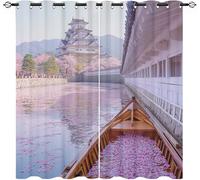 Bambini Tende Oscuranti 2 Pannelli 91.5L x 214A cm Fiori di Ciliegio In Riva Al Fiume Tende Occhielli Poliestere Termico e Riduzione del Rumore, Rosa per Camera da Letto e Soggiorno Decorare