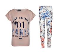 Bambini Top #01 Paris Stampato Trendy & Moda Set Leggings Età 7-13 Anni