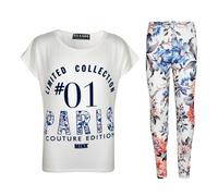 Bambini Top #01 Paris Stampato Trendy & Moda Set Leggings Età 7-13 Anni