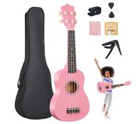 Bambini ukulele da 21 pollici ukulele per principianti a 4 corde chitarra per bambini, bassino classico con pick, capo, giocattolo di strumenti musicali di carriera per la chitarra per in sti
