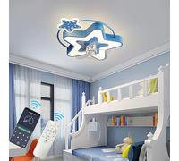 Bambini Ventilatori a Soffitto con Luce e Telecomando APP Led Dimmerabile, Plafoniera con Ventilatore Silenzioso 6 Velocità Reversibile, Lampadario con Ventilatore da Soffitto per Cameretta-Blue