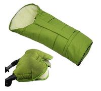 Bambiniwelt, offerta combinata MUFF + sacco a pelo invernale in lana d'agnello per passeggino, carrozzina, slitta mellata (verde chiaro) XX