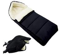 Bambiniwelt - Scaldamani e scaldapiedi in lana d'agnello per passeggino e carrozzina, 108 cm, trapuntato, colore nero