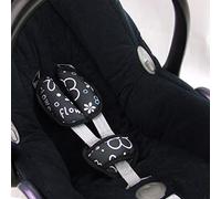 BAMBINIWELT - Set di imbottiture universali per seggiolino auto, compatibile ad esempio con Maxi Cosi Cybex Design (fiori grigio)