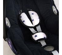 BAMBINIWELT - Set di imbottiture universali per seggiolino auto, compatibile ad esempio con Maxi Cosi Cybex in cotone (stelle bianche marine)