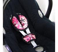 BAMBINIWELT - Set di imbottiture universali per seggiolino auto, compatibile ad esempio con Maxi Cosi Cybex Design (fiori rosa rosa)