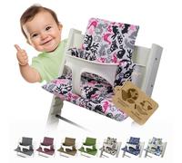 BambiniWelt Tripp Trapp - Set di cuscini compatibili con seggiolone Stokke, extra morbido, lavabile e durevole, 2 pezzi, con chiusura in , colore: nero e rosa