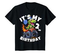 Bambino 2 Anni Monster Truck Dinosaur Rawr È Il Mio Secondo Compleanno Maglietta