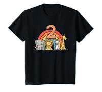 Bambino 2nd Birthday Present Lion Zebra Giraffe Elephant Rainbow Maglietta