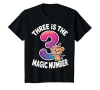 Bambino 3 Il Numero Magico Divertente 3° Compleanno Leone Carino Maglietta