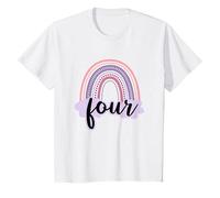 Bambino 4 anni Boho Rainbow Four 4th Birthday Girls Family Party Maglietta