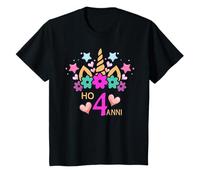 Bambino 4 Anni Compleanno Ragazza Unicorno Ho 4 Anni Maglietta