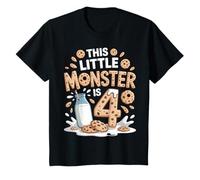 Bambino 4 Compleanno Bambino Bambina This Little Monster Is 4 Maglietta