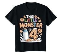 Bambino 4 Compleanno Bambino Bambina This Little Monster Is 4 Maglietta