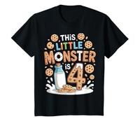 Bambino 4 Compleanno Bambino Bambina This Little Monster Is 4 Maglietta