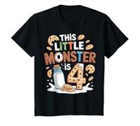 Bambino 4 Compleanno Bambino Bambina This Little Monster Is 4 Maglietta