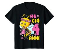 Bambino 4° compleanno ragazza bimba 4 anni bambina ape ho 4 anni Maglietta