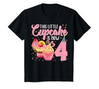 Bambino 4° Cupcake a Tema Compleanno Quattro Anni Ragazza Cupcakes Maglietta