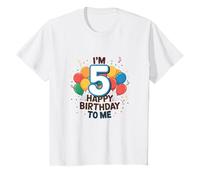 Bambino 5° compleanno festa ragazzo ragazza I'm Five Age 5 Year Old Son Kids Maglietta