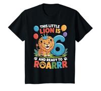 Bambino 6° compleanno Roar Lion Kid festa di compleanno Maglietta