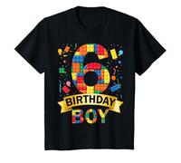 Bambino 6rd Birthday Boy 6 Year Old Building Blocks 6th Birthday Boy Maglietta
