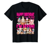 Bambino 7° compleanno degli animali della fattoria - I'm SEVEN Happy Barnyard Party Maglietta