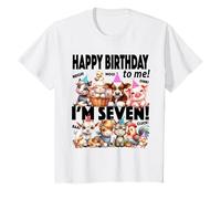 Bambino 7° compleanno degli animali della fattoria - I'm SEVEN Happy Barnyard Party Maglietta