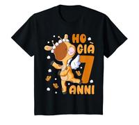 Bambino 7° Compleanno Ragazza Bambina Giraffa Ho 7 Anni Maglietta
