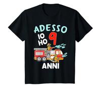 Bambino 9 Compleanno Io Ho 9 Anni Pompiere Vigile del fuoco Maglietta