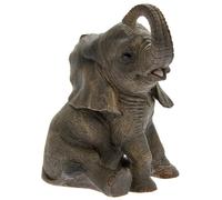 Bambino Africano Seduto Elefante Statua Figurina - Leonardo Africa Collezione