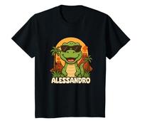 Bambino Alessandro Design per Bambino con Nome Tema Dinosauro T-Rex Maglietta