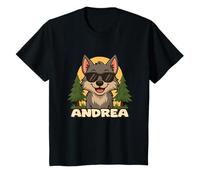 Bambino Andrea - Design per Bambino con Nome Tema Lupo Maglietta