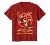 Bambino Anno del Cavallo 2026 Capodanno Lunare Cinese 2026 Ragazzi Bambini Maglietta