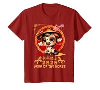 Bambino Anno del Cavallo 2026 Capodanno Lunare Cinese 2026 Ragazzi Bambini Maglietta