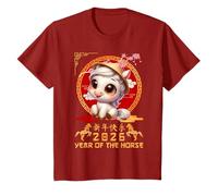 Bambino Anno del Cavallo 2026 Capodanno Lunare Cinese 2026 Ragazzi Bambini Maglietta