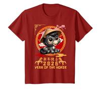 Bambino Anno del Cavallo 2026 Capodanno Lunare Cinese 2026 Ragazzi Bambini Maglietta
