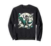 Bambino Astronauta Cavalcata Su Dino Trex Rock Space Rocker Luna Spazio Felpa