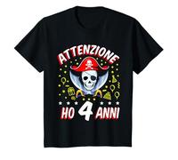 Bambino Attenzione! Ho Anni 4 Bambini 4 Compleanno Capitano Pirata Maglietta