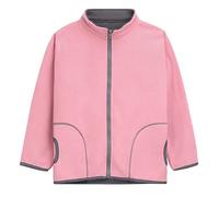 Bambino Bambini Giacca in Pile Autunno Inverno Tinta Unita Collare in Piedi Chiusura Lampo Cappotti Ragazze Ragazzi Caldo Maniche Lunghe Casuale Capispalla 2-15 Anni, Rosa Chiaro 130